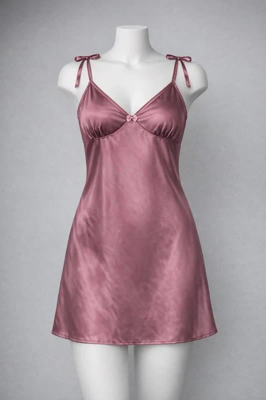 the frolic The Frolic exclusive satin slip lace trim tie shoulder chemise size 10