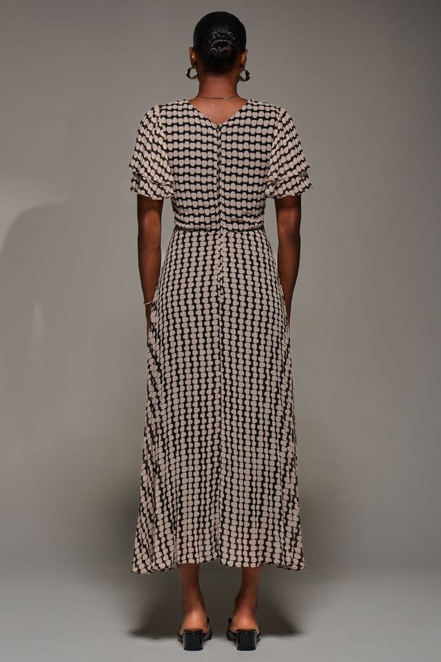Jolie Moi Jolie Moi Women's Chiffon Ruffle Sleeve Pleated Maxi Dress - 2