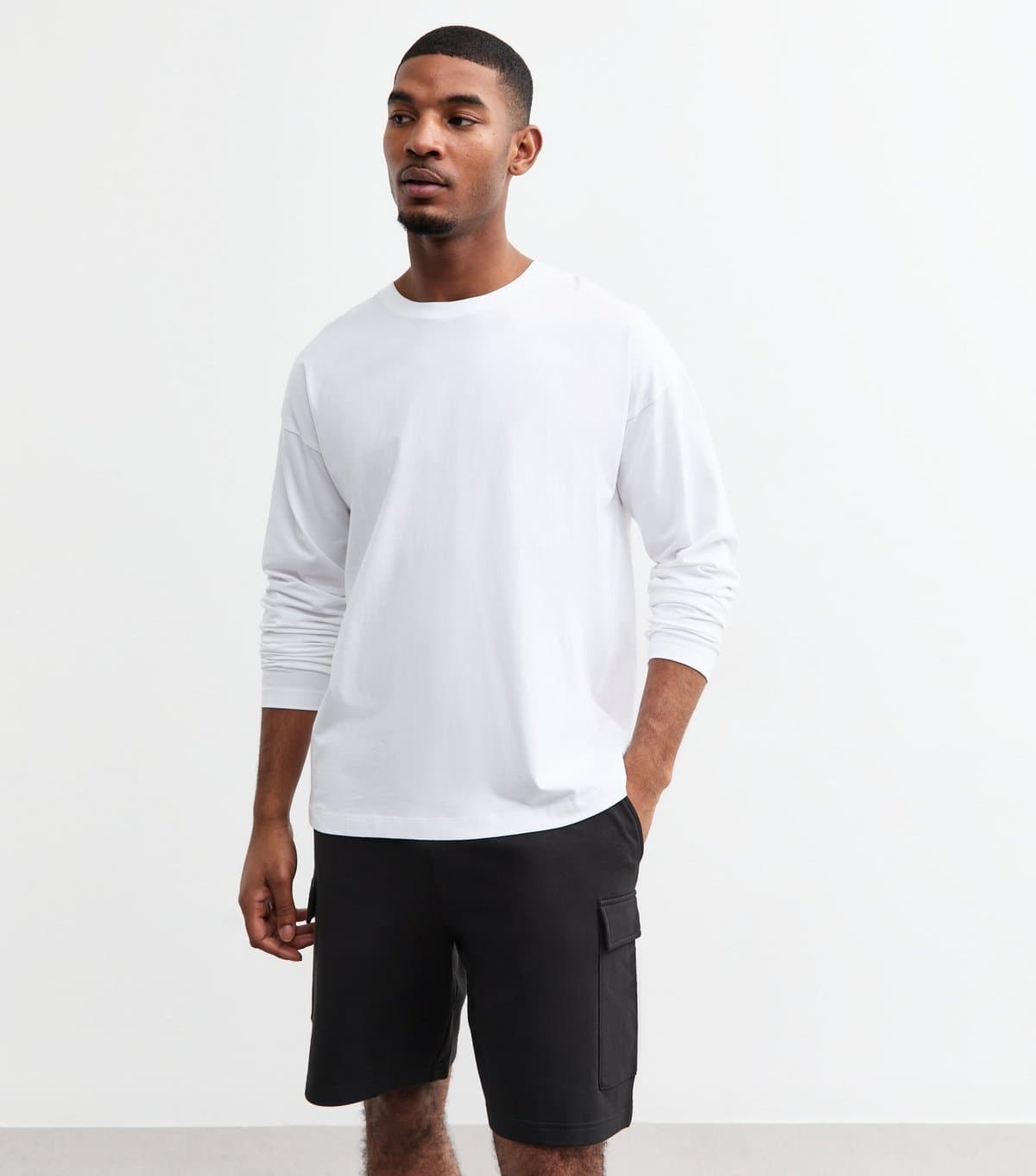 New Look Men's Black Regular Cargo Pocket Jersey Shorts New Look