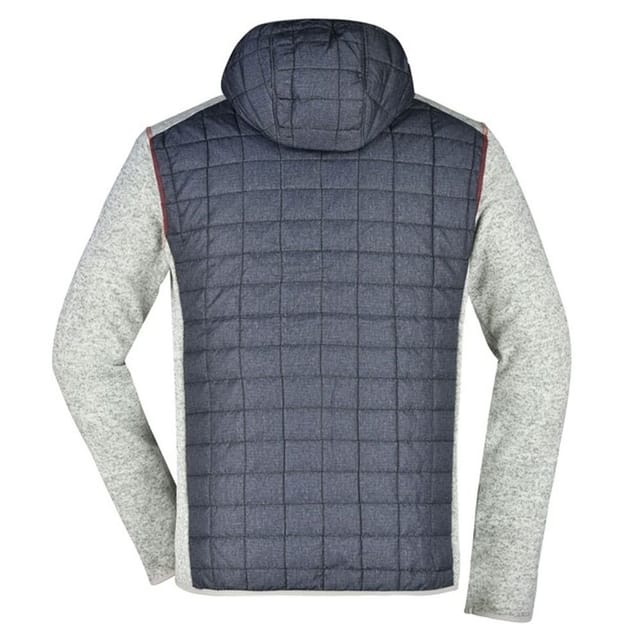 James and Nicholson James and Nicholson Men's Melange Knitted Hybrid Jacket in Light Grey - 2
