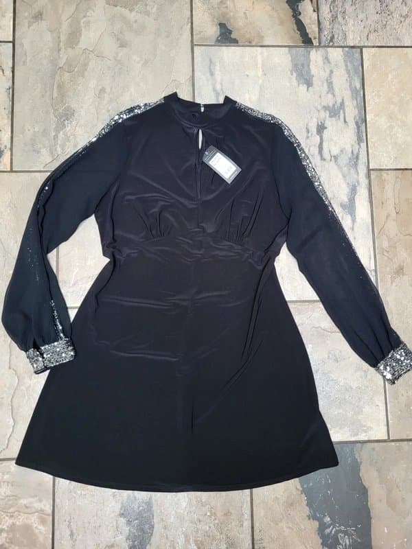 New Look New Look black dress size 14 with sequins, new with tags