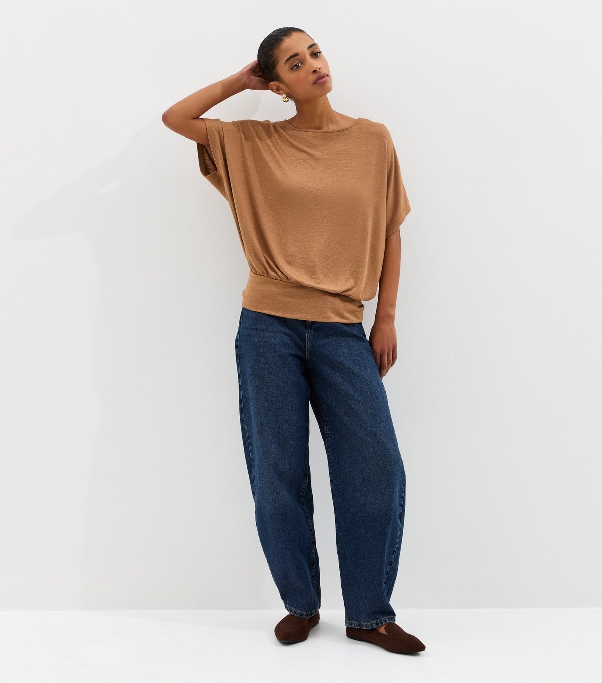 New Look Women's Camel Soft Touch Slub Batwing T-Shirt New Look - 3