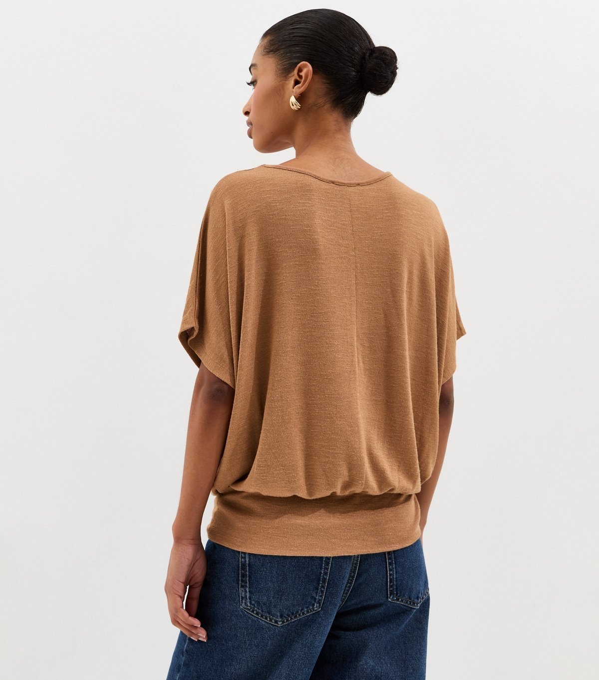 New Look Women's Camel Soft Touch Slub Batwing T-Shirt New Look - 4