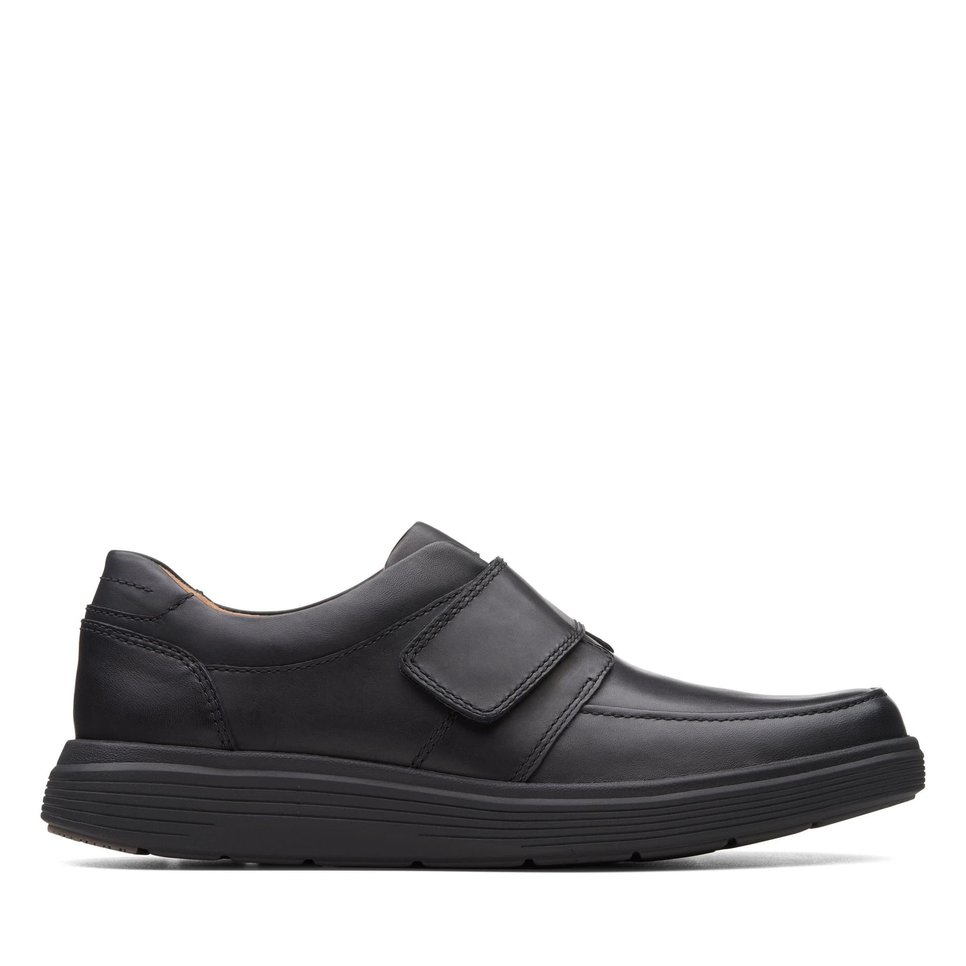 Clarks Clarks Men's Un Abode Strap Loafer Black Leather Loafers, Riptape