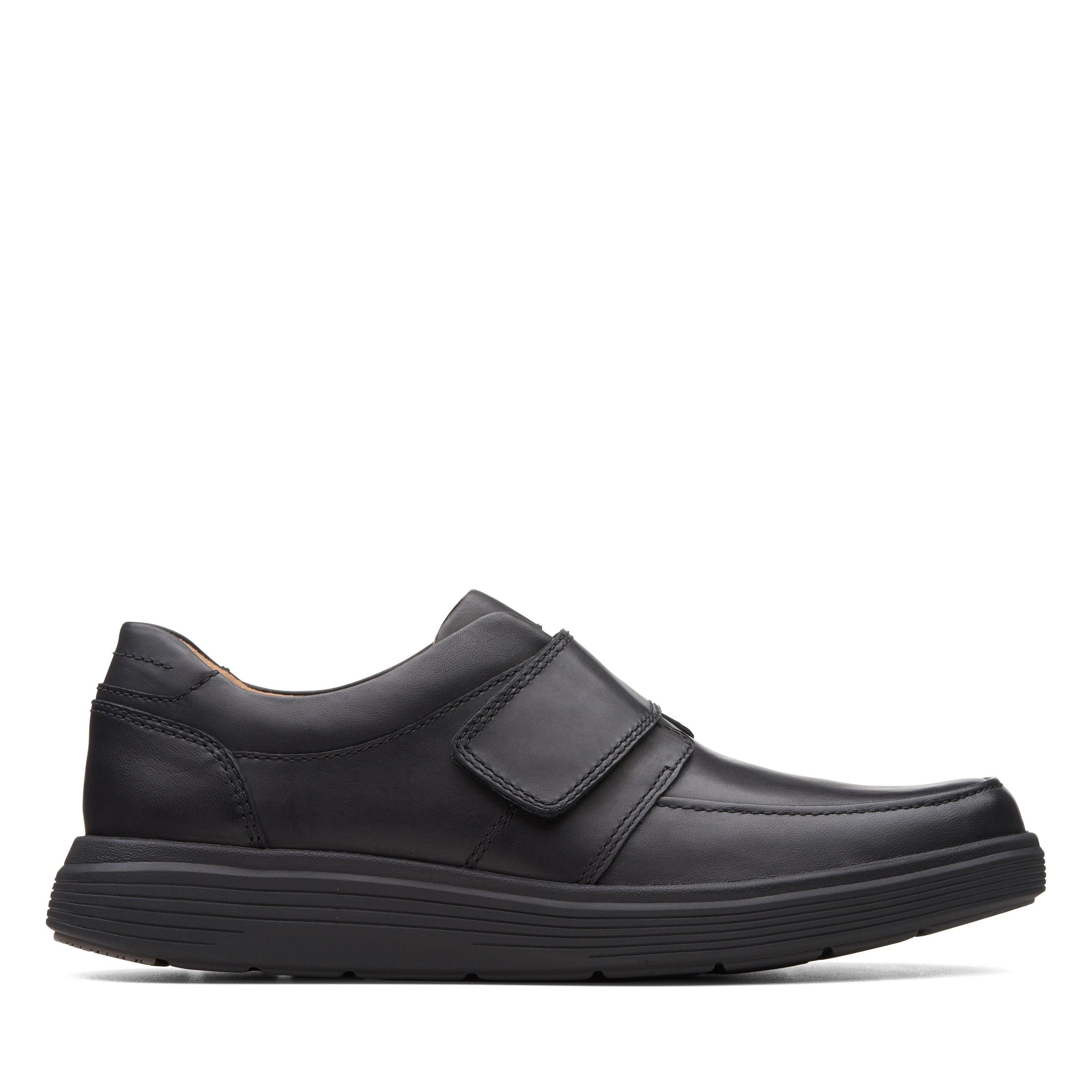 Clarks Clarks Men's Un Abode Strap Loafer Black Leather Loafers, Riptape - 2