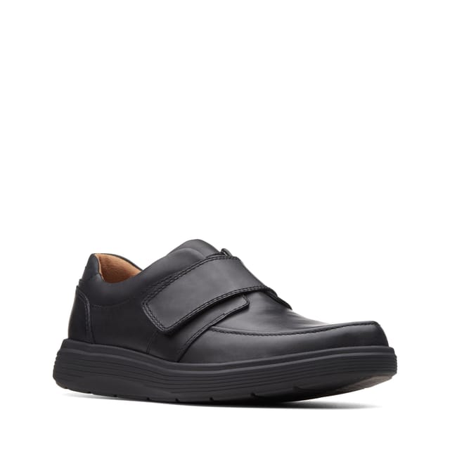 Clarks Clarks Men's Un Abode Strap Loafer Black Leather Loafers, Riptape - 2