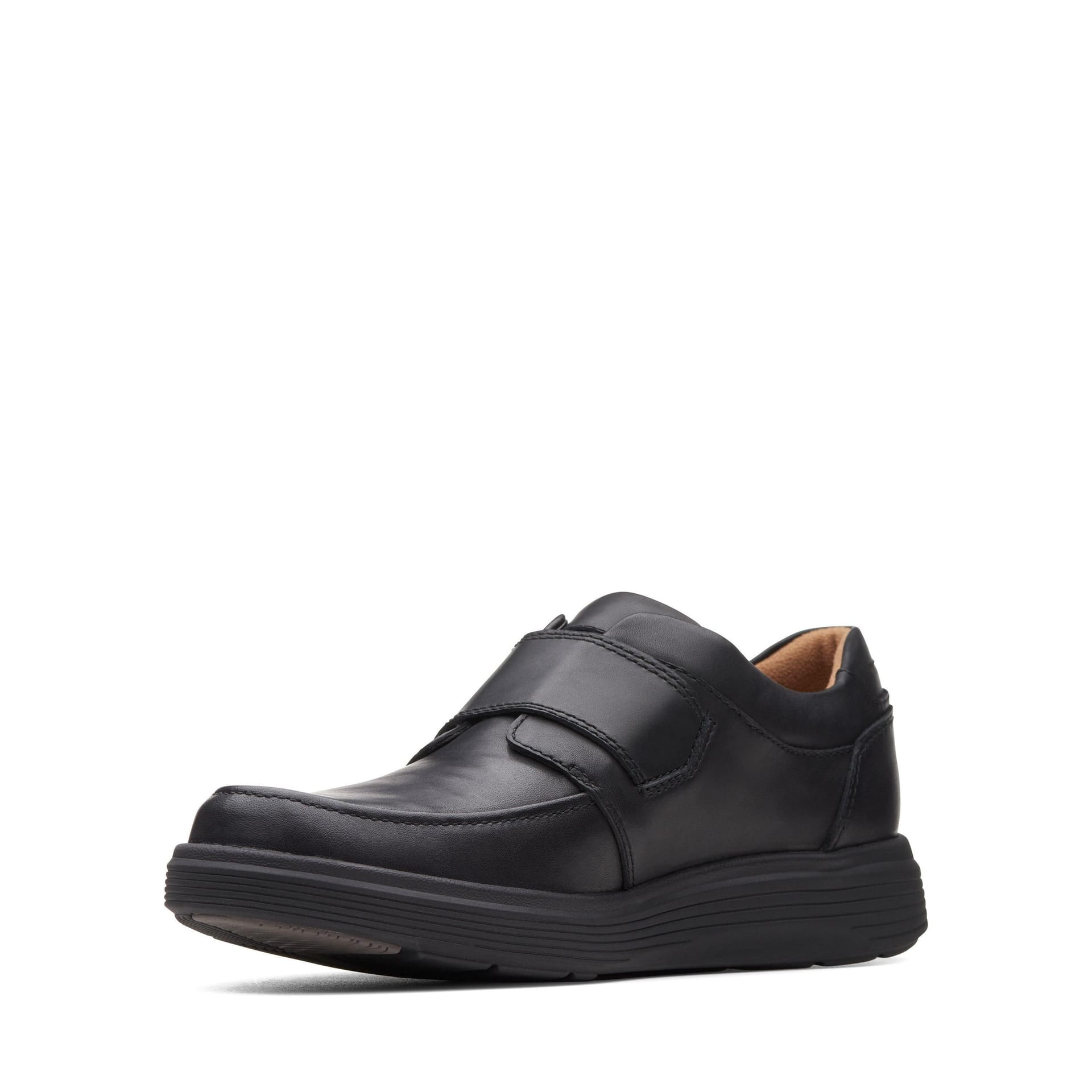 Clarks Clarks Men's Un Abode Strap Loafer Black Leather Loafers, Riptape - 4