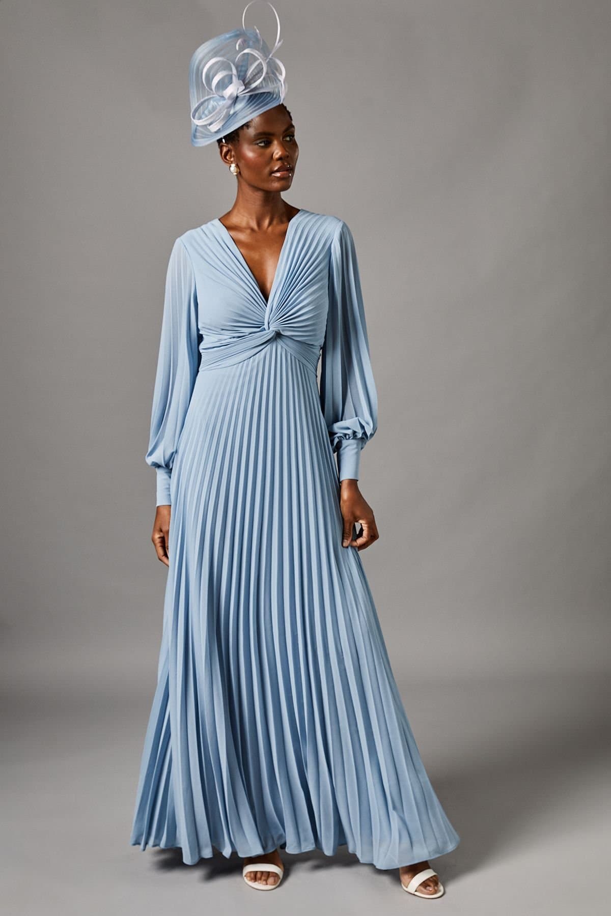 Coast Coast Women's Pleated Chiffon Maxi Dress in Blue