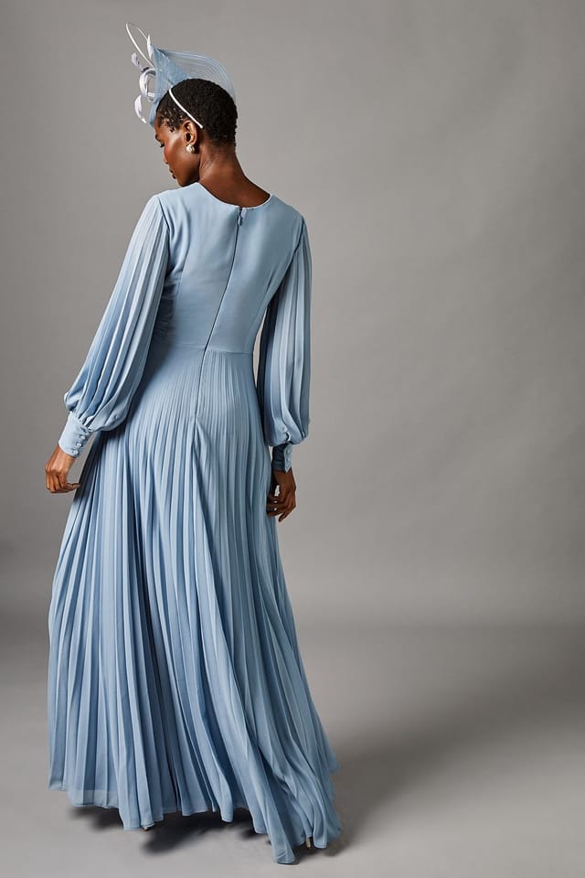 Coast Coast Women's Pleated Chiffon Maxi Dress in Blue - 3