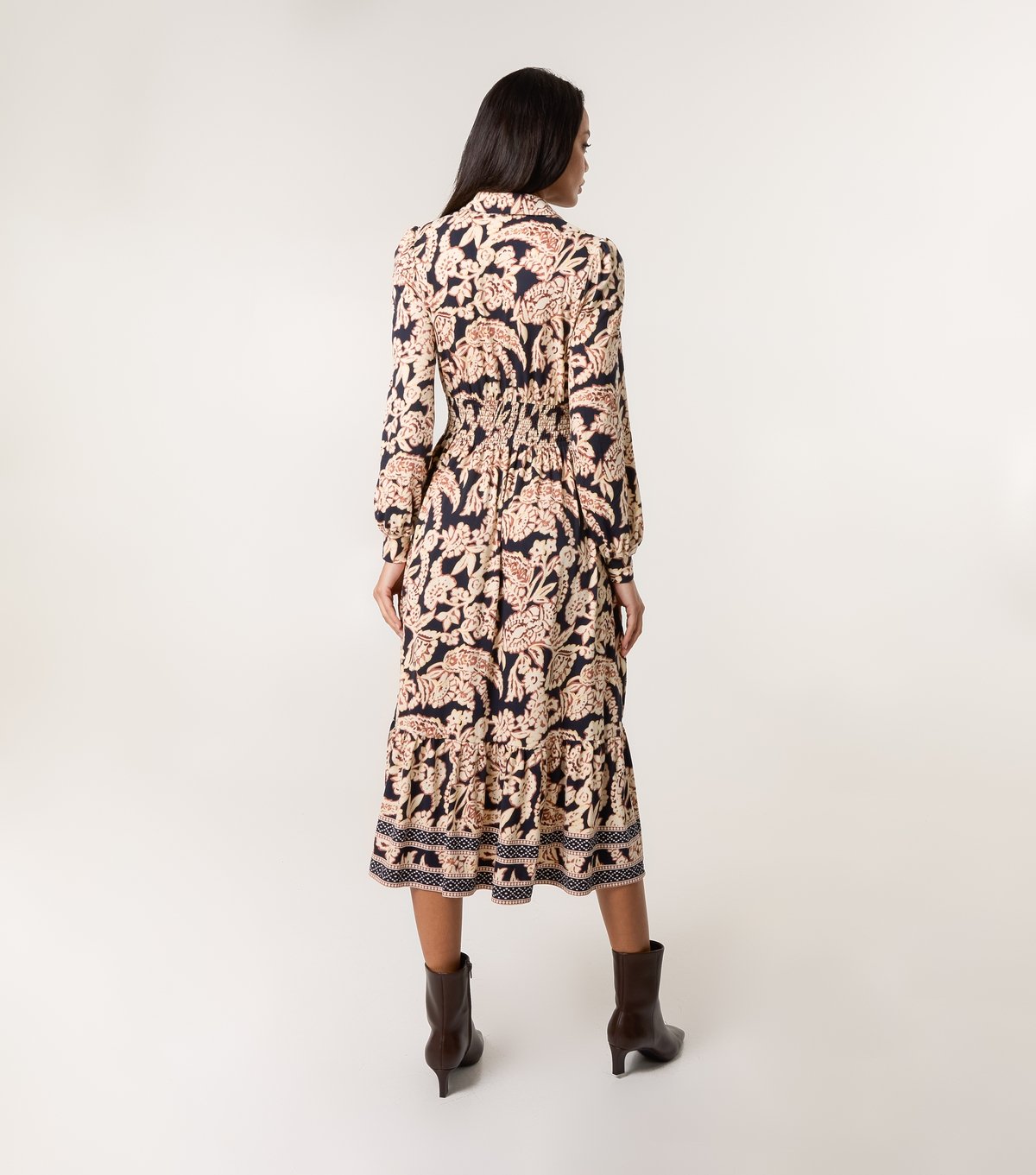 Blue Vanilla Women's Navy Printed V-Neck Midi Dress Blue Vanilla New Look - 4