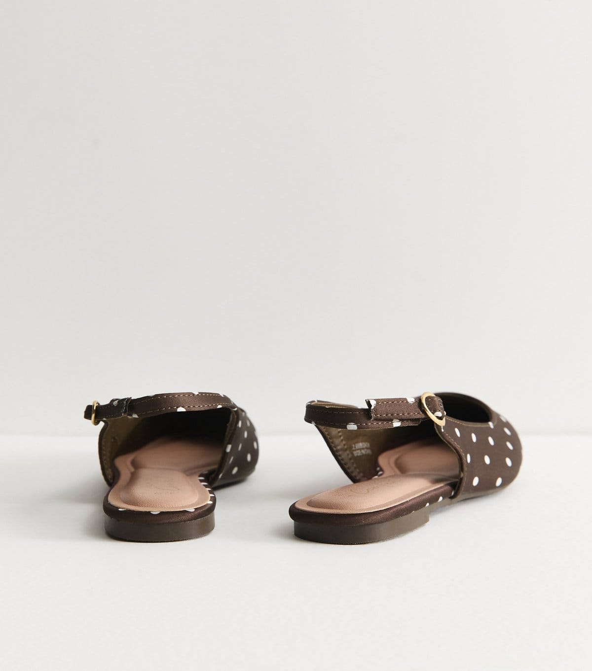 New Look Women's Brown Satin Polka Dot Sling Back Pumps Vegan New Look - 4