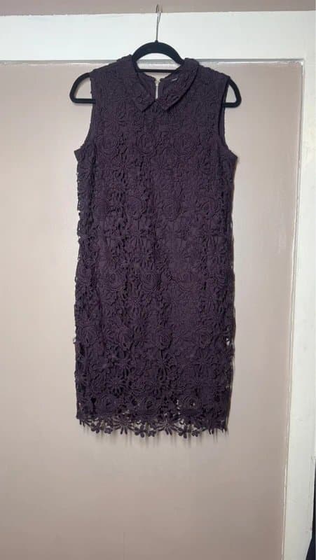 Warehouse warehouse purple lace sleeveless dress – uk 14
