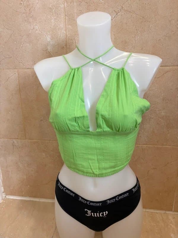 Bershka Green cami crop top