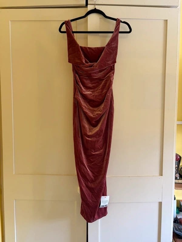 ASOS Dark pink velvet evening dress - 1