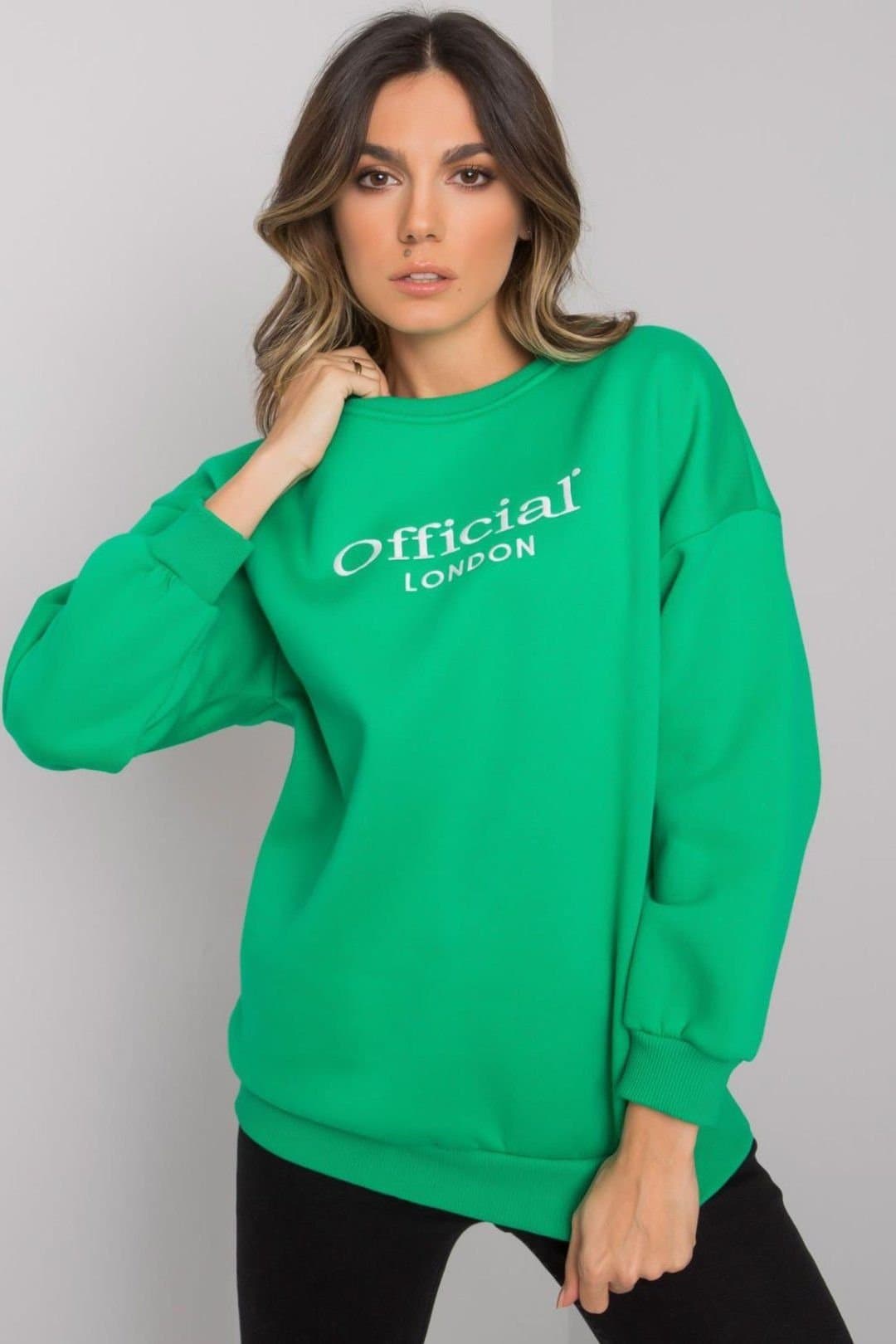 Love Lace Love Lace Women's Simple Long Sleeve Slogan Sweatshirt in Green