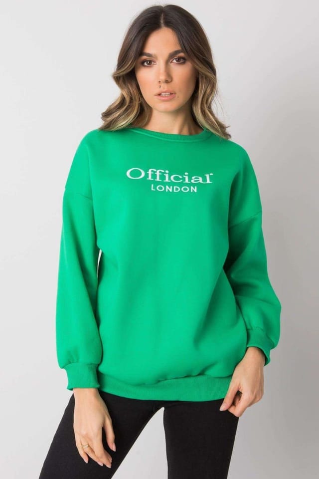 Love Lace Love Lace Women's Simple Long Sleeve Slogan Sweatshirt in Green - 2