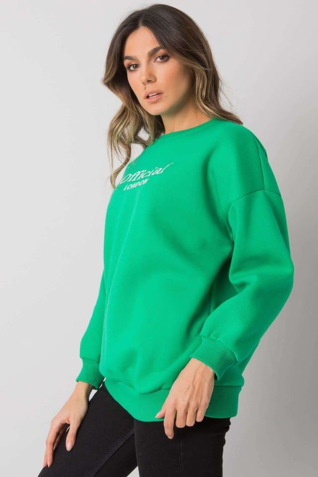 Love Lace Love Lace Women's Simple Long Sleeve Slogan Sweatshirt in Green - 3