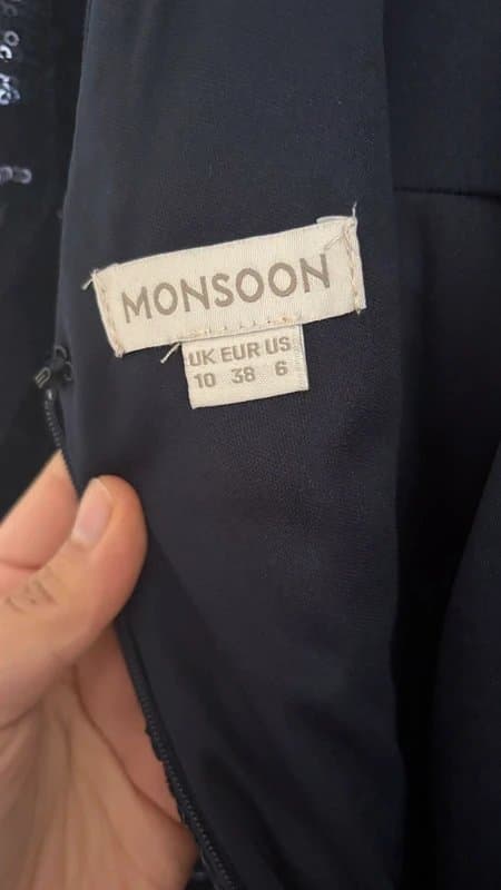 Monsoon Navy blue velvet dress