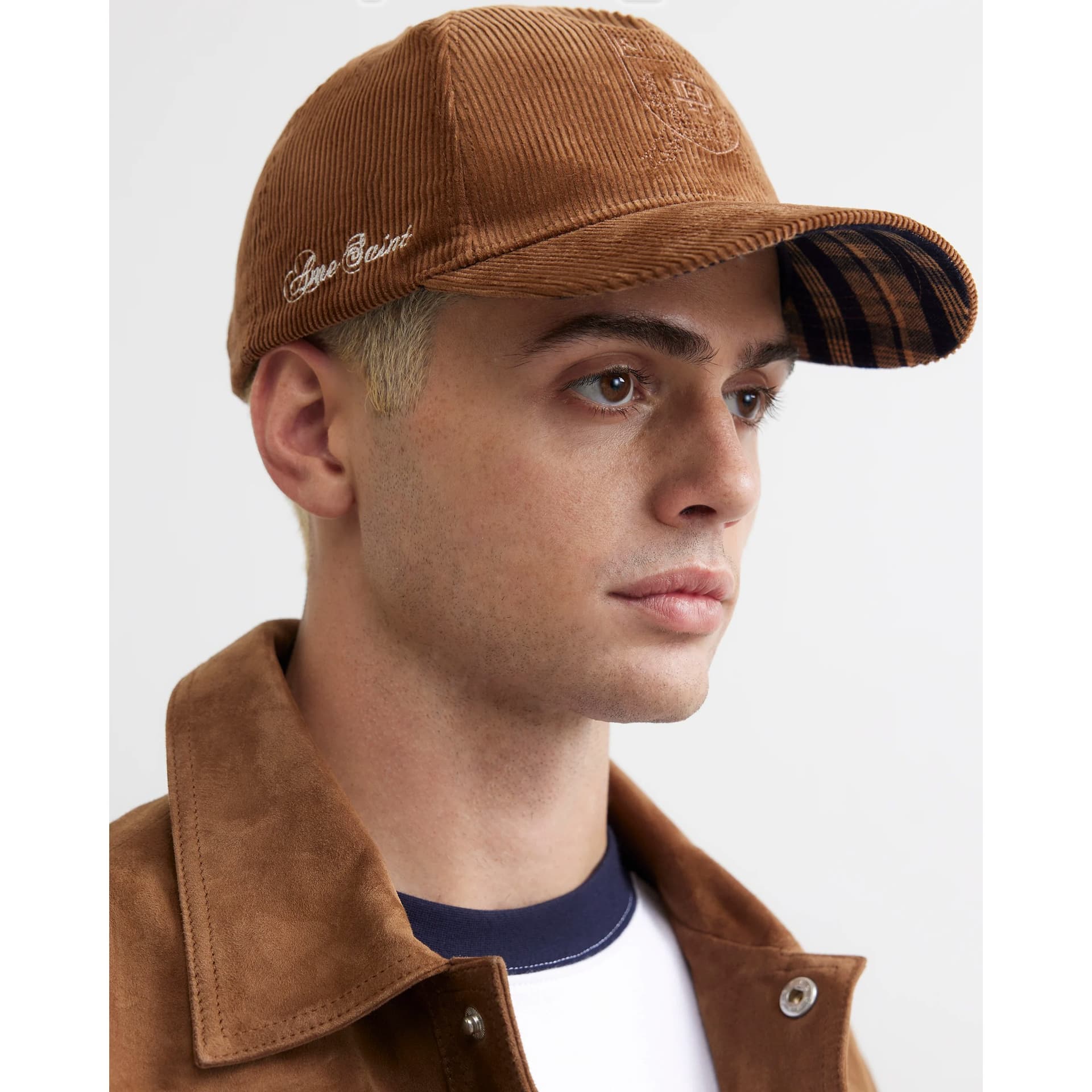 River Island Mens River Island Brown Corduroy Embroidered Crest Cap