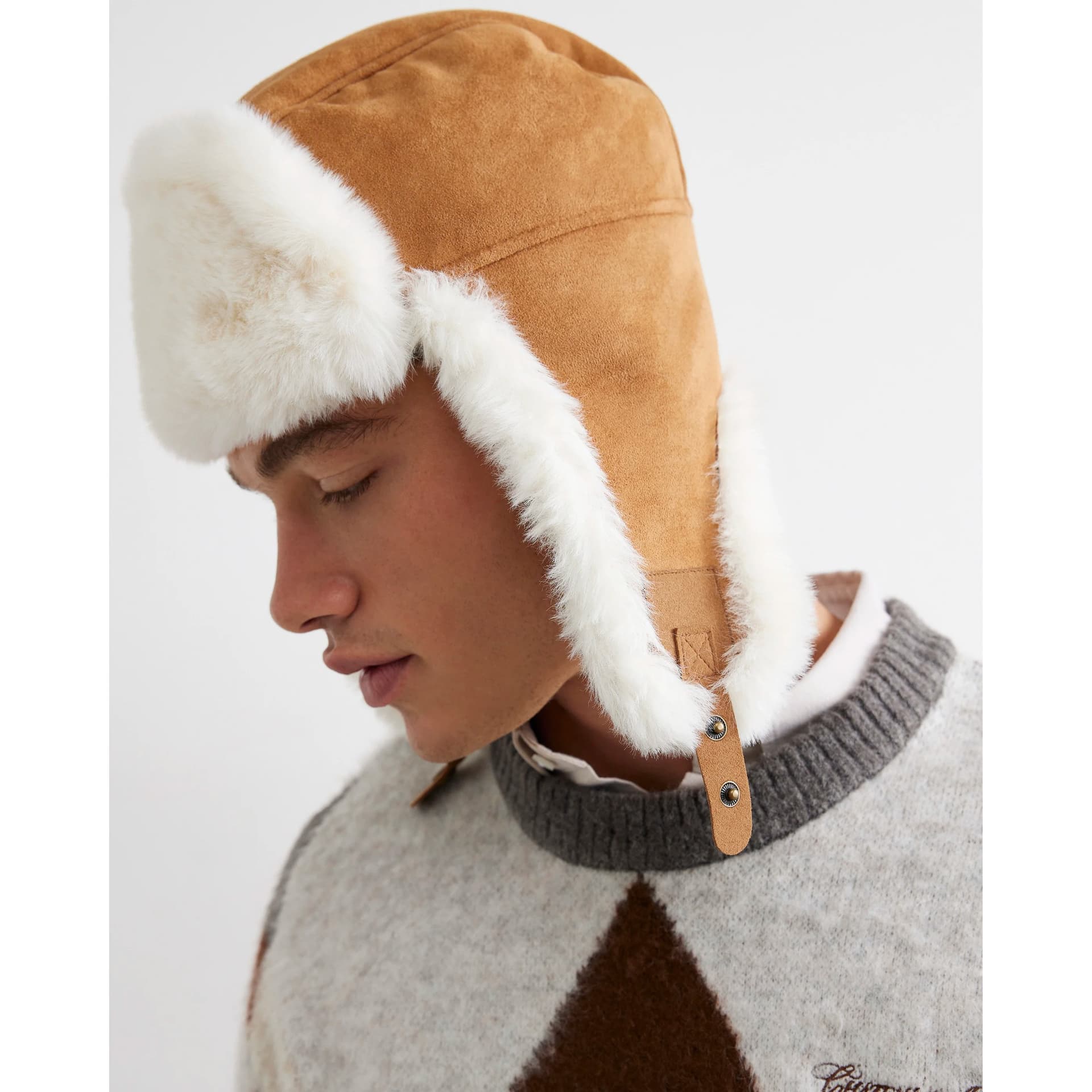 River Island Mens River Island Brown Faux Suede Trapper Hat