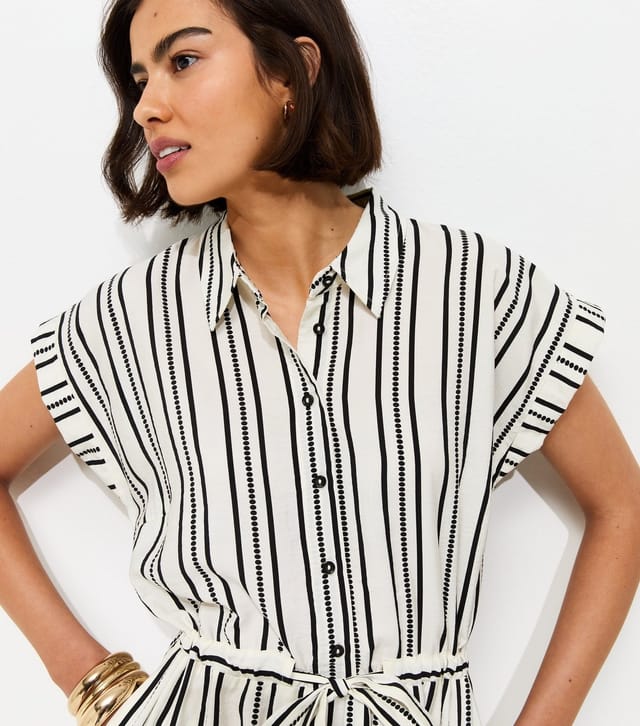New Look Women's Cream Striped Striped Midi Shirt Dress New Look - 2