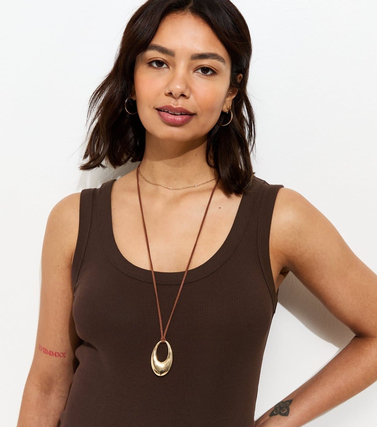 New Look New Look Brown Ribbed Scoop Neck Maternity Vest