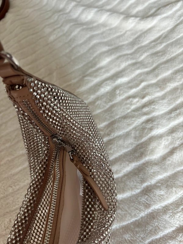 Zara Zara sequin mesh nude beige hand bag - 1