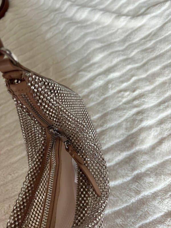 Zara Zara sequin mesh nude beige hand bag