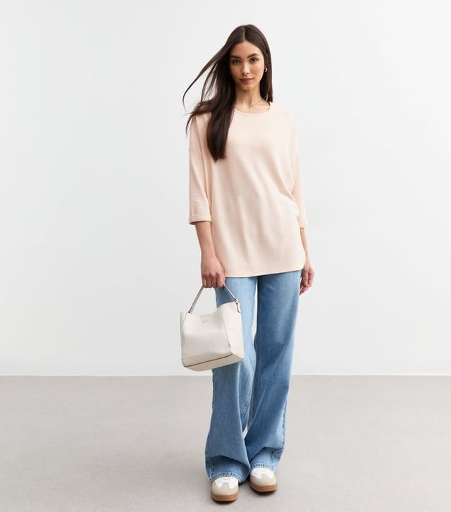 New Look Women's Cream Soft Touch Three Quarter Sleeve Top New Look - 3