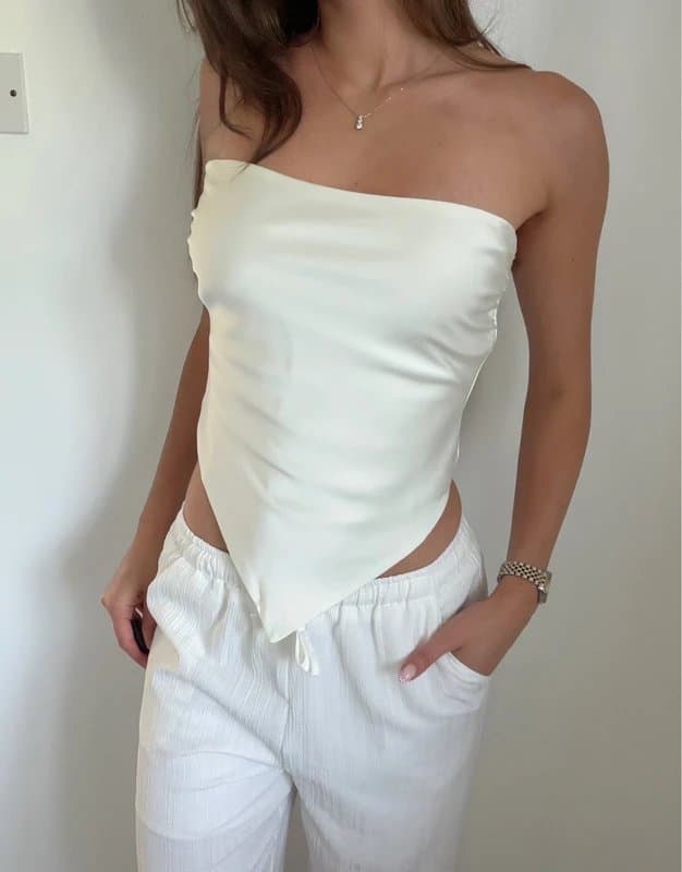 Zara Zara Satin Summer Strapless Top, Size M