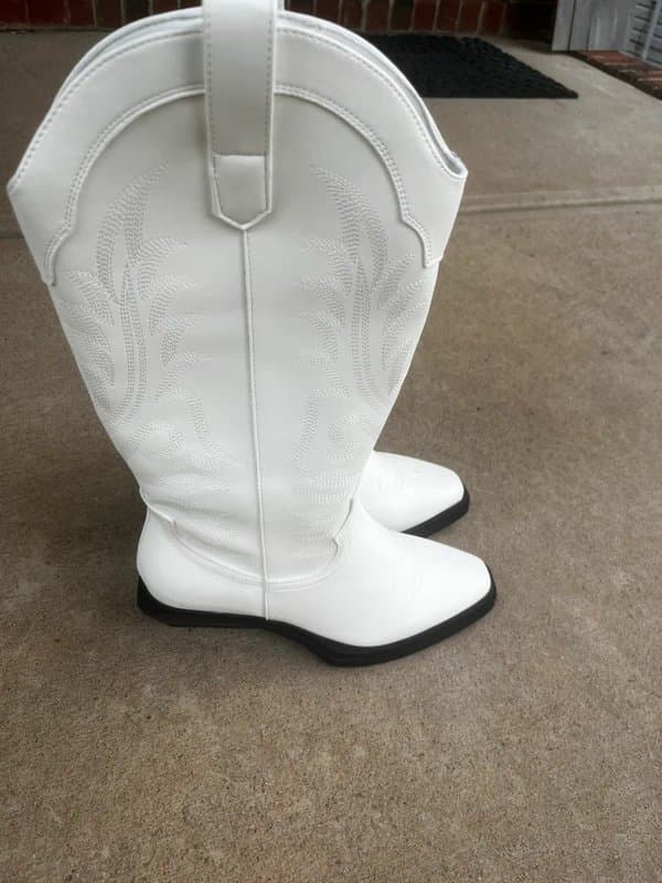 ASOS Design ASOS Camden Knee High Western Boots White 8W, Fits like a 8 1/2 W
