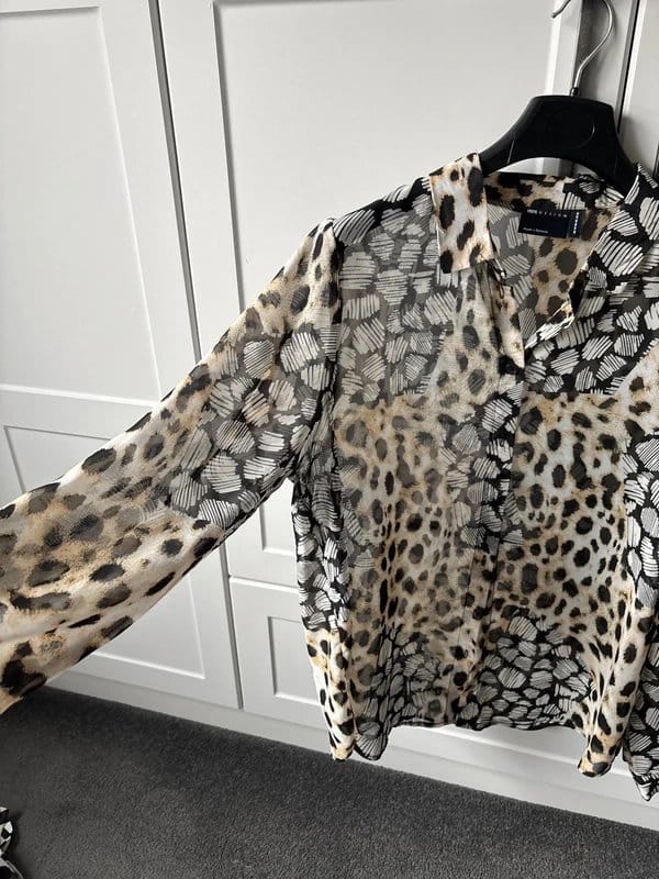 ASOS Black & Beige Leopard Print Chiffon Shirt