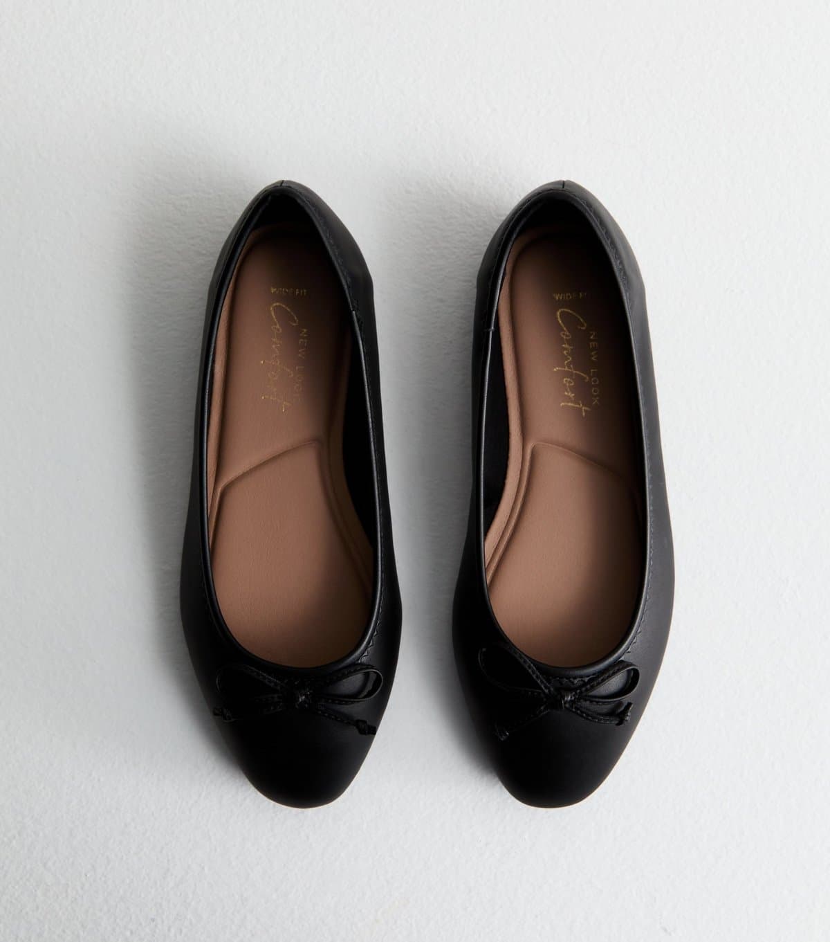 New Look New Look Black Leather-Look Ballerina Pumps