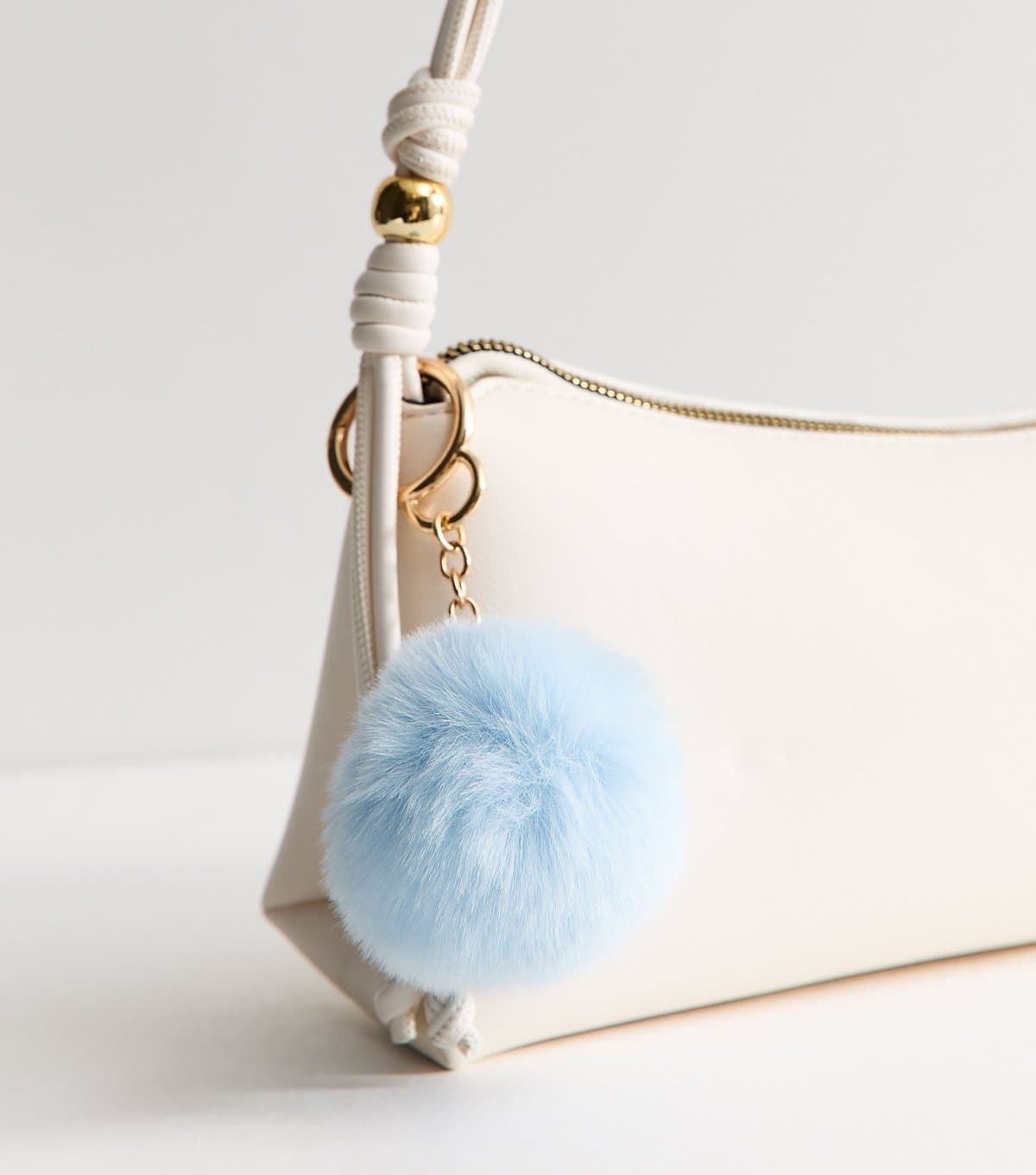 New Look Light Blue Fluffy Pom Pom Bag Charm New Look