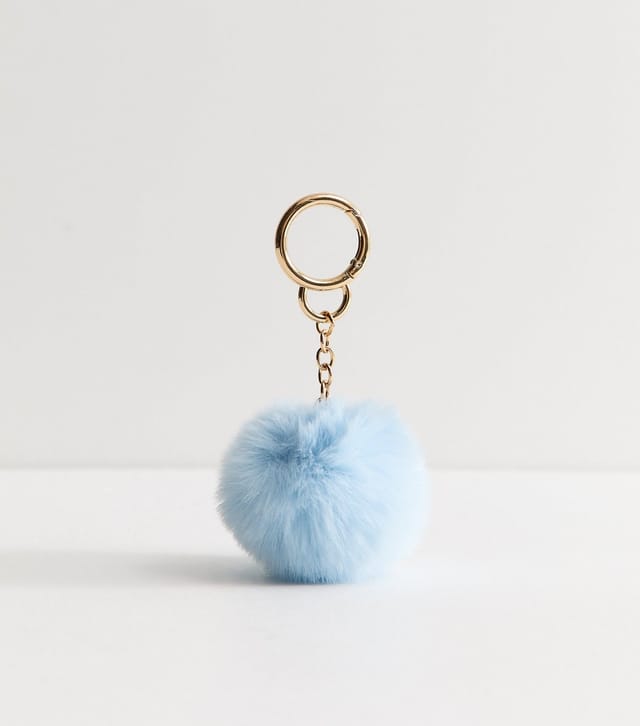 New Look Light Blue Fluffy Pom Pom Bag Charm New Look - 2