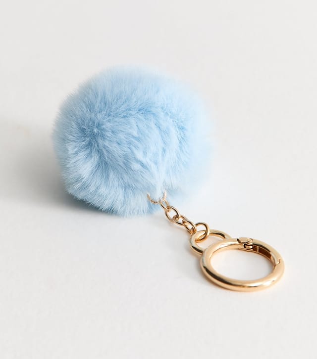 New Look Light Blue Fluffy Pom Pom Bag Charm New Look - 3