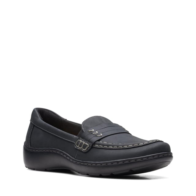 Clarks Clarks Women's Cora Ashly Black Leather Loafers, Slip Ons - 2