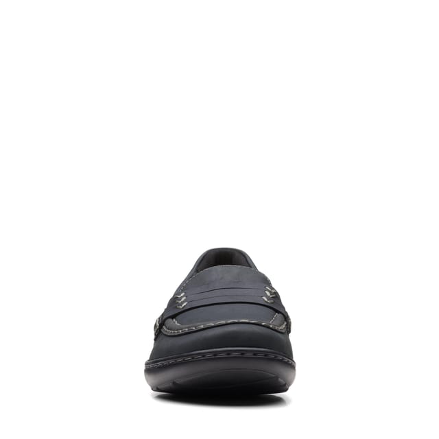 Clarks Clarks Women's Cora Ashly Black Leather Loafers, Slip Ons - 3