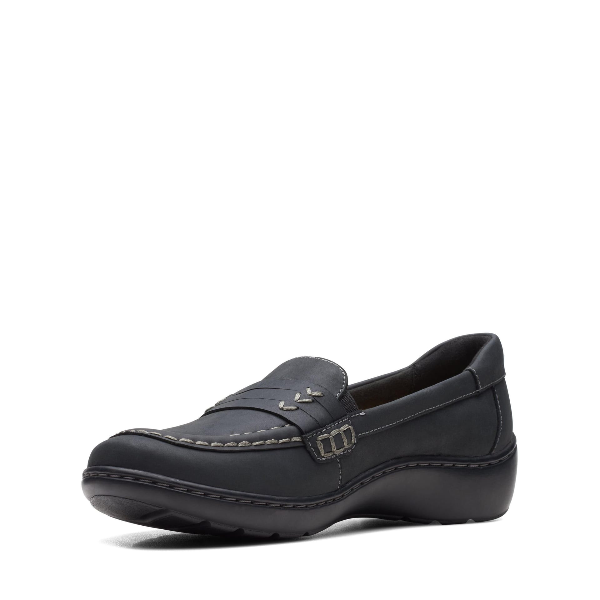 Clarks Clarks Women's Cora Ashly Black Leather Loafers, Slip Ons - 4