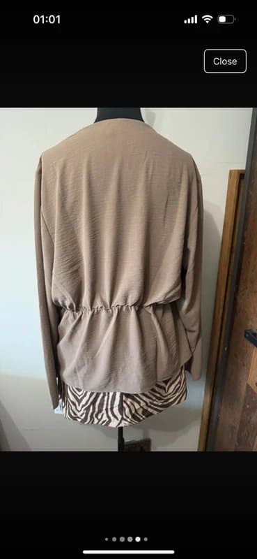 ASOS Design beige taupe neutral natural minimalist clean look wrap curve blouse top size 18