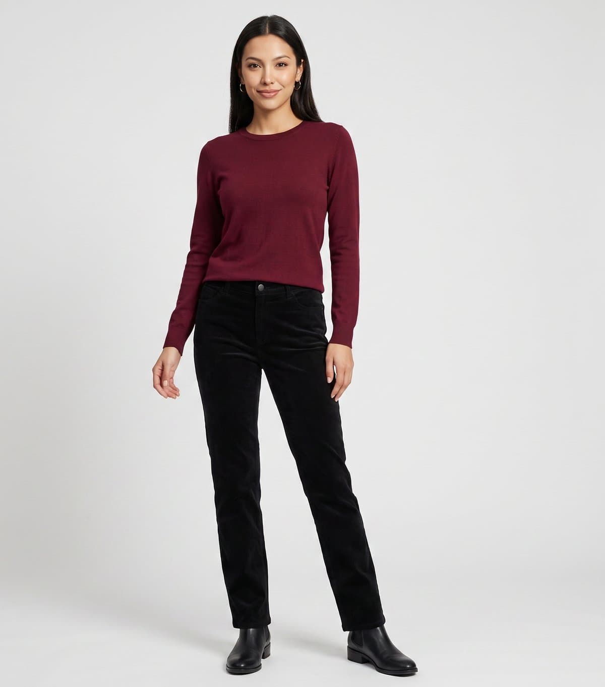 Gini London Women's Black Corduroy Tapered Leg Trousers Gini London New Look