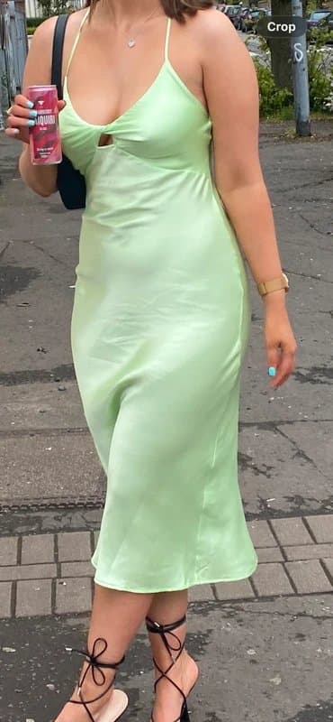 Bershka Lime Green Satin Bershka dress