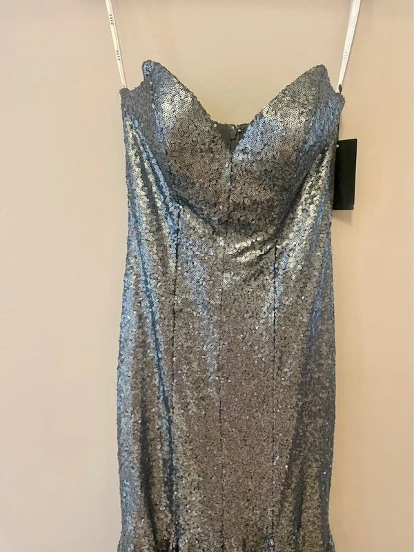 Sava Silver Sequin Mermaid Gown UK 8 / US 4