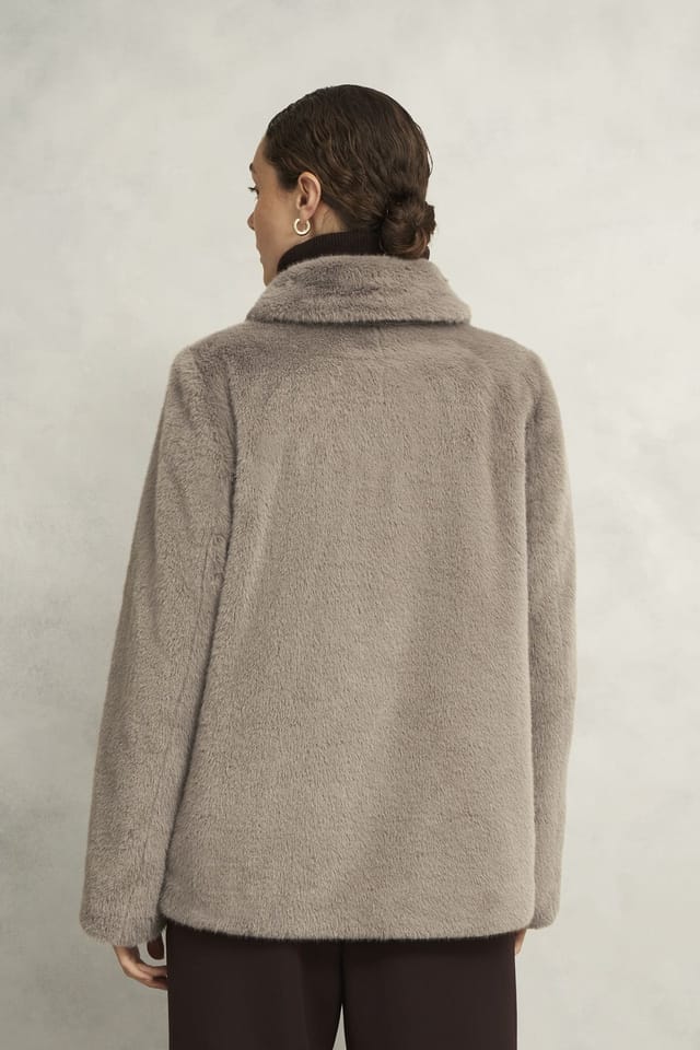 Hobbs London Hobbs London Women's Dania Faux Fur Coat in Light Grey - 3