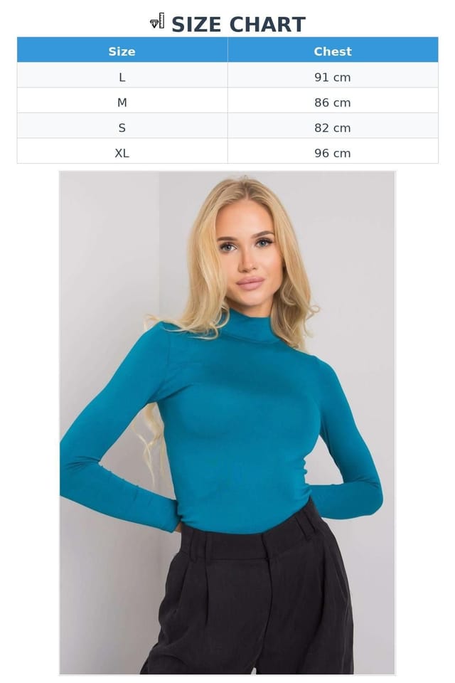 Love Lace Love Lace Women's Long Sleeve Turtleneck Top Essential Base in Teal - 3