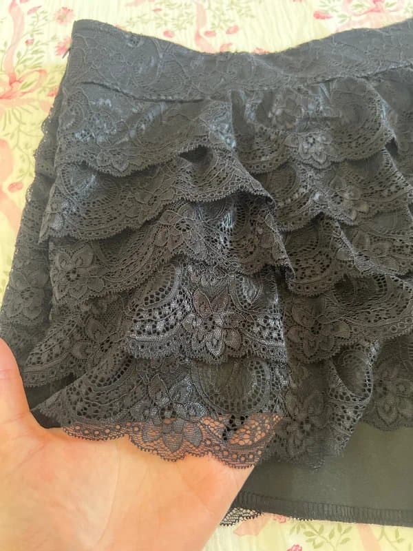 Cute Black Frilly Lacey Ruffled Bloomers Shorts Skirt for Goth Whimsigoth Cowgirl