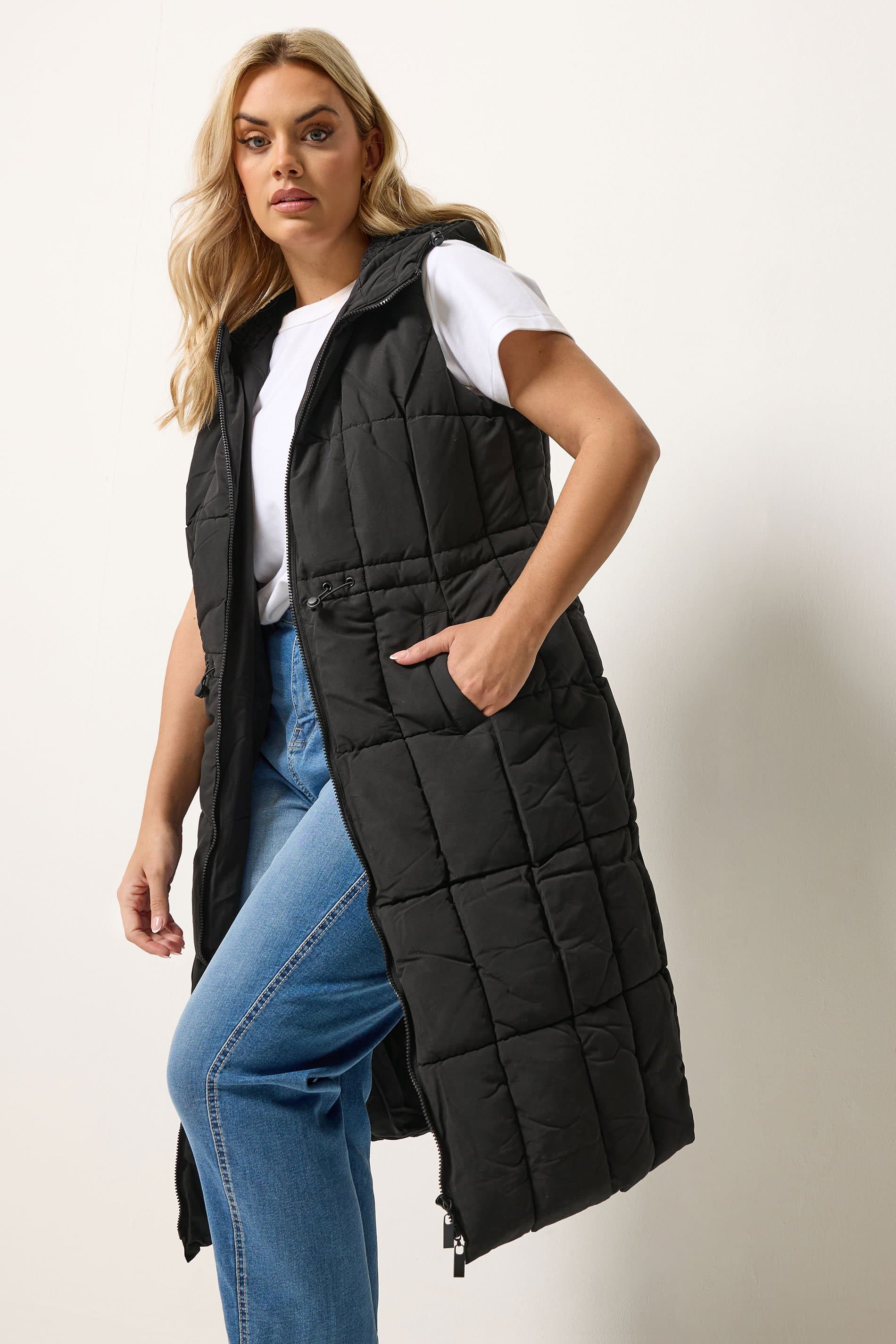 Yours Plus Size Black Midi Gilet