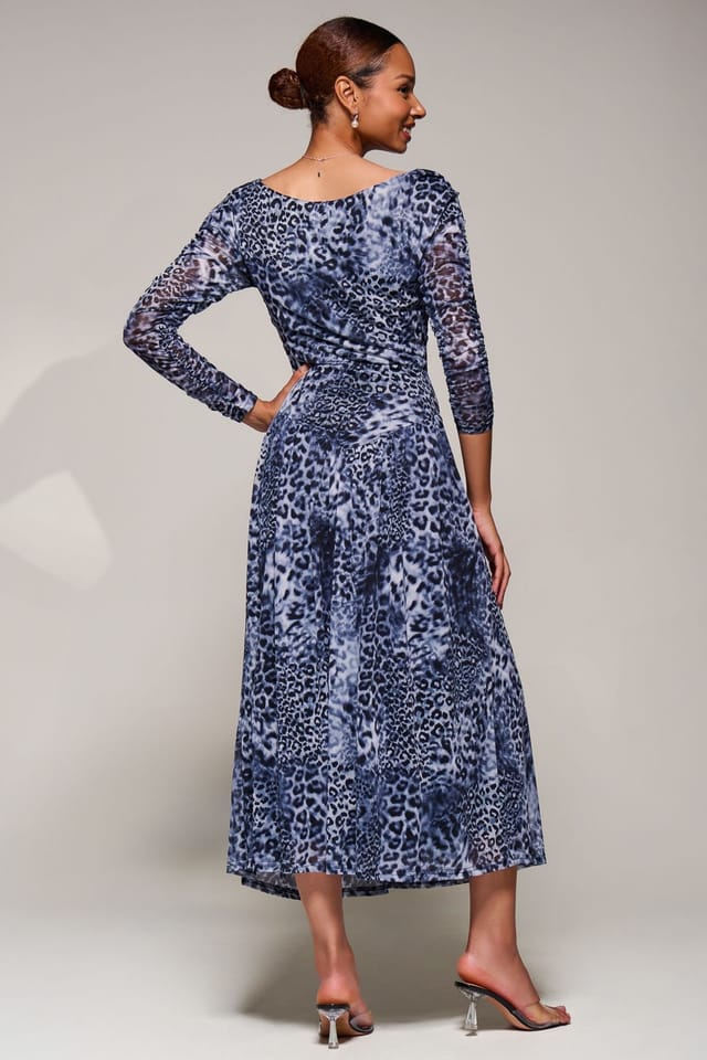 Jolie Moi Jolie Moi Women's Long Sleeve Asymmetric Mesh Midi Dress - 2