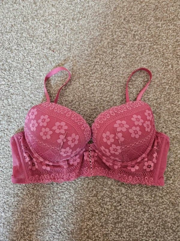 New Look Deep pink corset bra & brazilian briefs