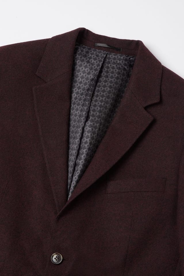 Burton Burton Men's Burgundy Tweed Look Tailored Fit Jacket - 2